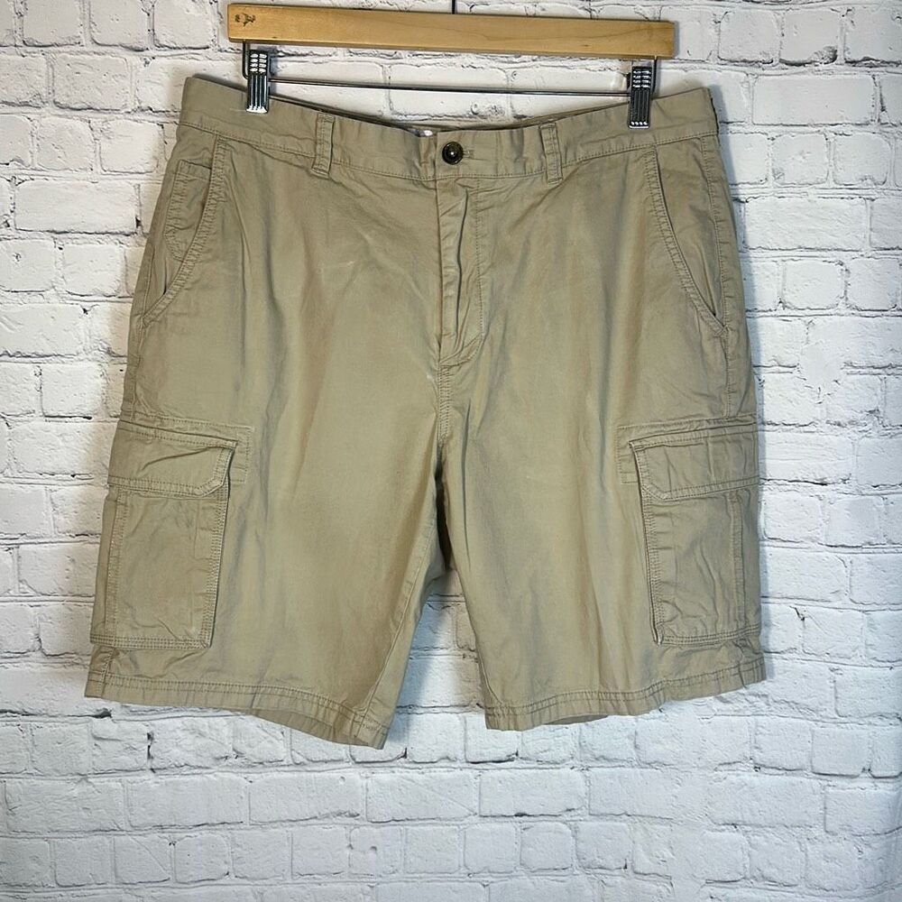 Brooks Brothers 346 Advantage Cargo Shorts Mens Tan Cotton Chino Size 36